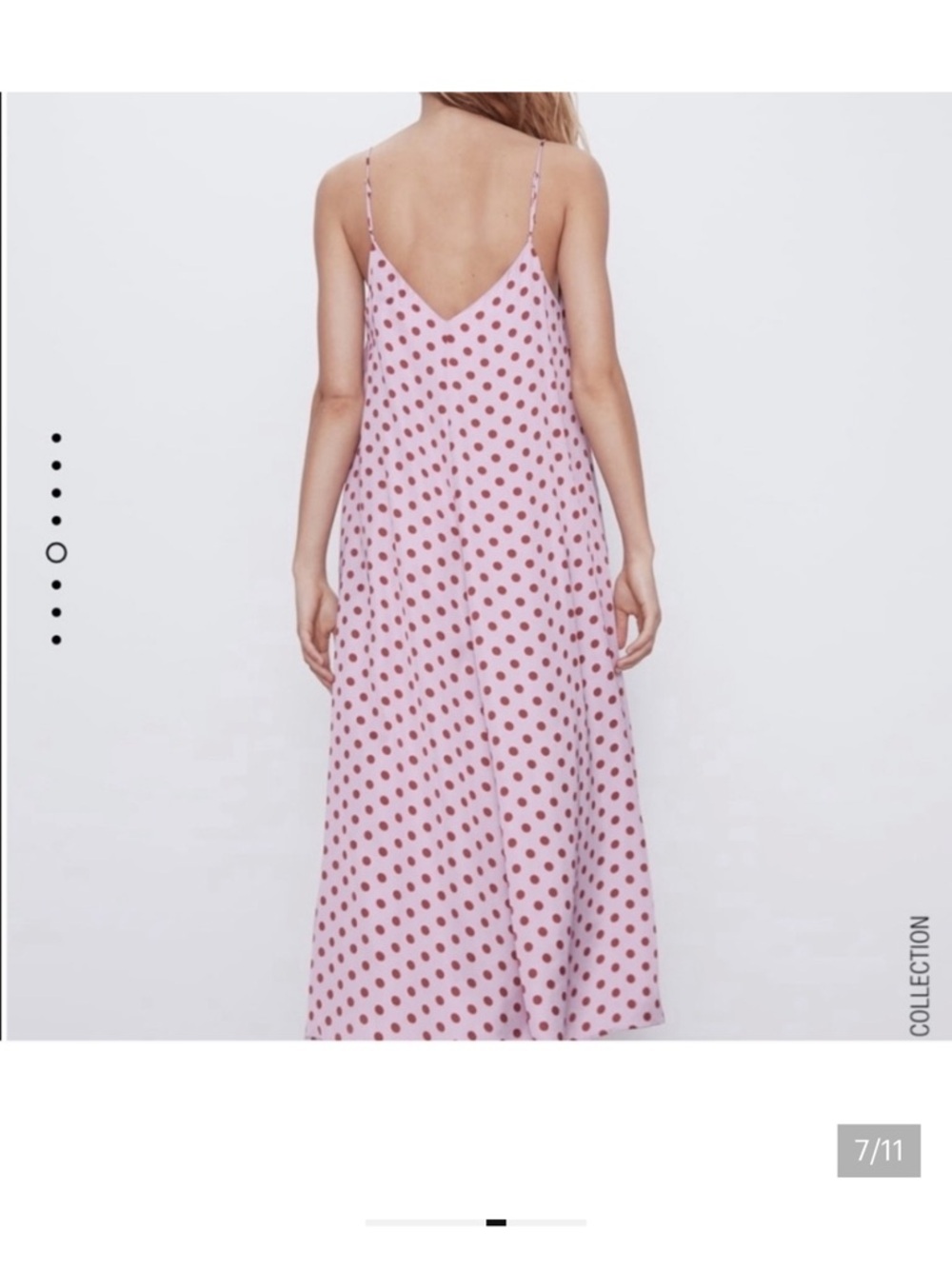 ZARA Pink Polka Dot Slip Midi Dress SIZE M NWT - Picture 2 of 5